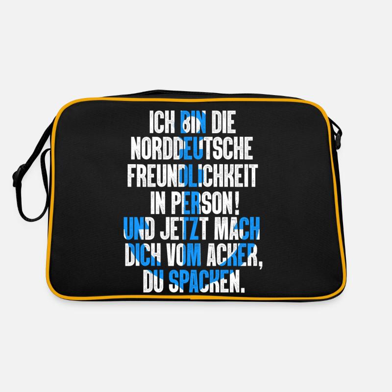 Ich Bin Die Norddeutsche Freundlichkeit Moin - Retro Tasche - Schwarz/Gold