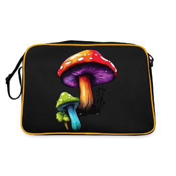 Mushroom / Mushroom / Meadow / Forest / Goa / Psy - Retro Bag - black/gold - Back