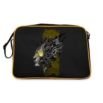 Luminous Majesty: Majestic Lion with Glowing Eyes - Retro Bag - black/gold - Back