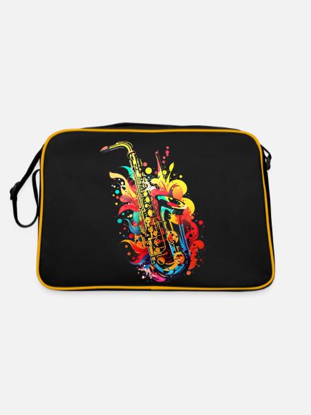 saxophone music retro heavy metal Hard Rock Punk - Retro Bag - black/gold - Back