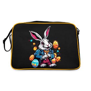 Osterhase / Ostern / Eier / Feiertage / Osterfest - Retro Tasche - Schwarz/Gold - Hinten
