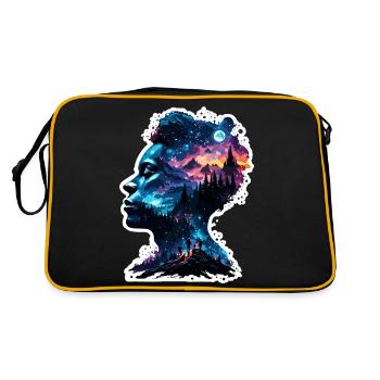 Silhouette / Forêt / Portrait / Arbres / Personne - Sac Retro - noir/or - Dos
