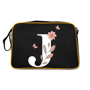 Letter j Wildflowers Watercolors - Retro Bag - black/gold - Back
