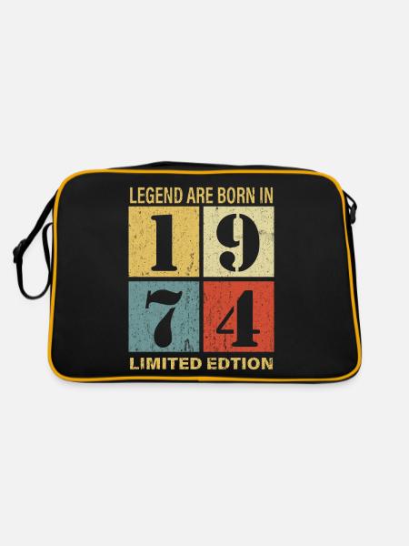 Original Calendar 1974 Vintage Birthday Rec - Retro Bag - black/gold - Back