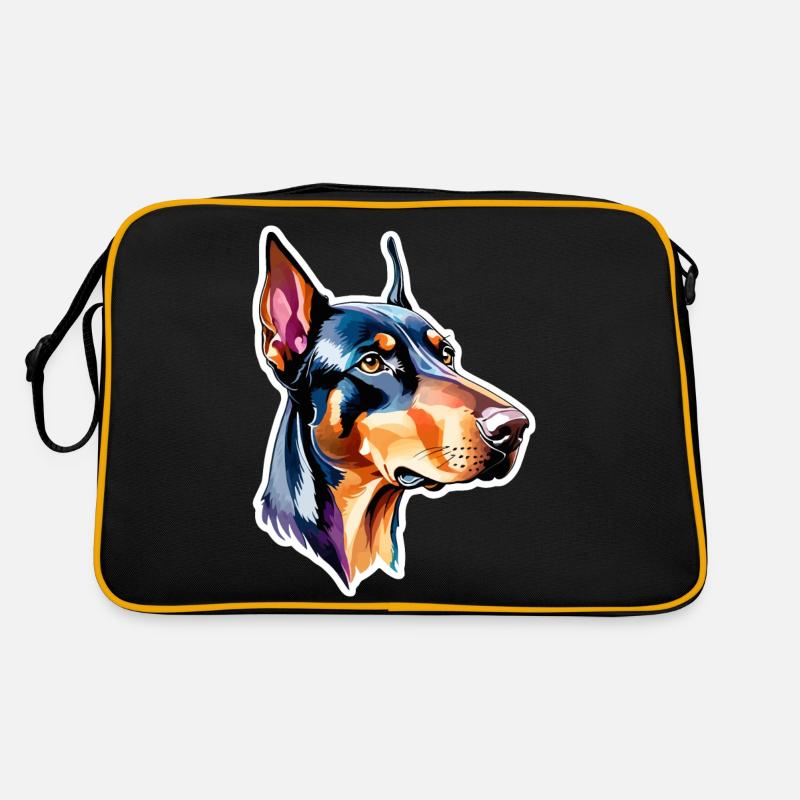 Dobermann Wasserfarben Retro Tasche