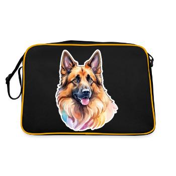 Aquarelle de chien de berger belge - Sac Retro - noir/or - Dos