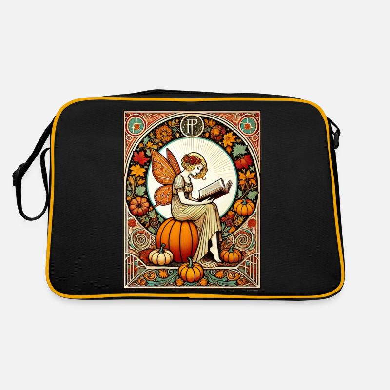 Herbstfee lesen - Retro Tasche - Schwarz/Gold