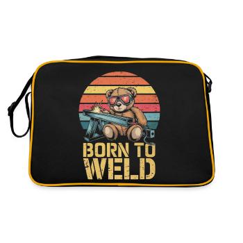 Teddy bear welder welding steel construction metal construction - Retro Bag - black/gold - Back