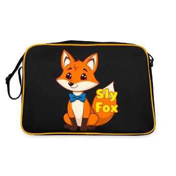 Charmant renard de dessin animé avec nœud papillon bleu - Sac Retro - noir/or - Dos