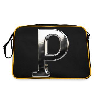 Chrome ,, P " Metallic - Retro Bag - black/gold - Back