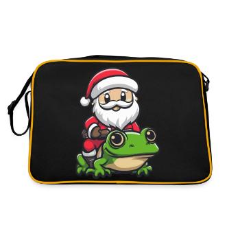 grenouille Père Noël dessin animé - Sac Retro - noir/or - Dos