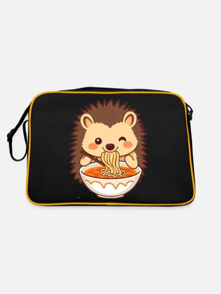 A sweet hedgehog likes noodle soup - Retro Bag - black/gold - Back