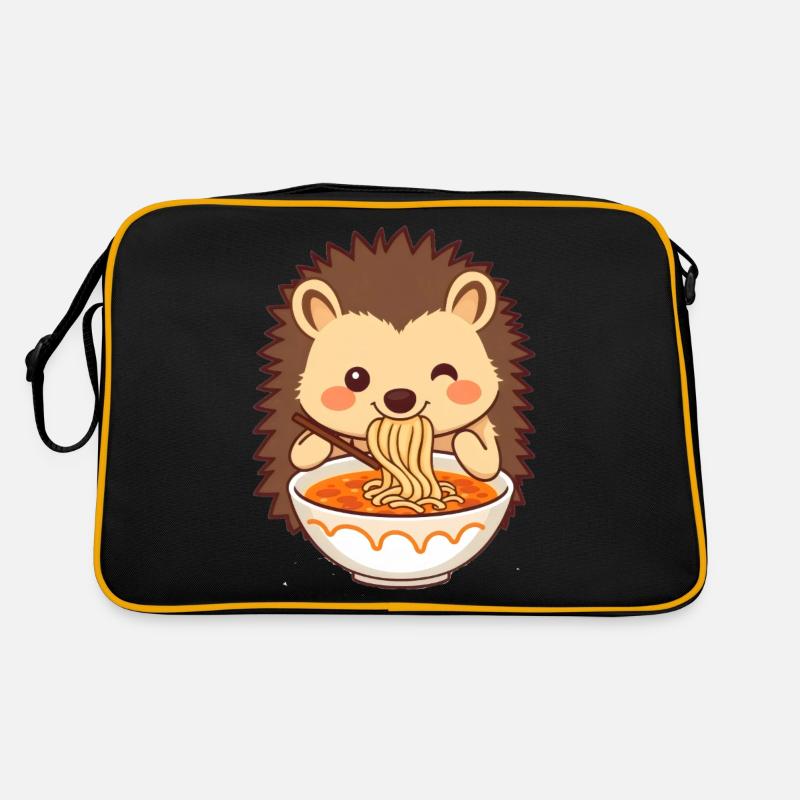 A sweet hedgehog likes noodle soup Retro Bag