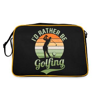 I'd Rather Be Golfing Golf Golfer - Retro Tasche - Schwarz/Gold - Hinten
