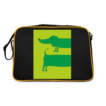 dackelhund gruen - Retro Tasche - Schwarz/Gold - Hinten