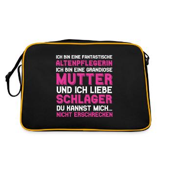 Altenpflegerin Mutter Schlager Mama Pflege - Retro Tasche - Schwarz/Gold - Hinten