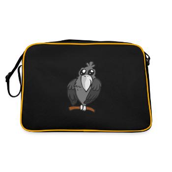 Raven bird crow jackdaw jay hooded crow cute - Retro Bag - black/gold - Back