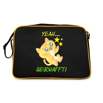 Geschafft - Retro Tasche - Schwarz/Gold - Hinten