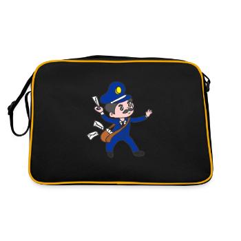 Postbote Postmann Briefträger - Retro Tasche - Schwarz/Gold - Hinten