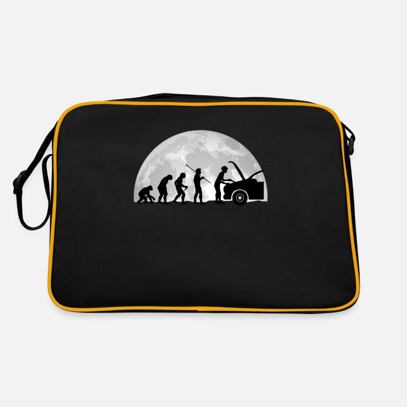 KFZ Mechaniker Evolution Im Mondlicht Geschenk - Retro Tasche - Schwarz/Gold
