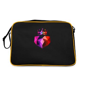 Herz Krone Liebe Lila Rot Pink - Retro Tasche - Schwarz/Gold - Hinten