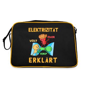 Elektrizität Erklärt Elektro Ohm Ampere Für - Retro Tasche - Schwarz/Gold - Hinten