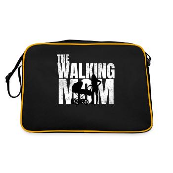 The Walking Mom Mutter Baby Kind Familie Muttertag - Retro Tasche - Schwarz/Gold - Hinten