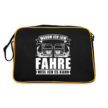 LKW Fahrer Lastwagenfahrer Fernfahrer Trucker - Retro Tasche - Schwarz/Gold - Hinten