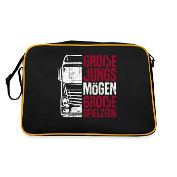 LKW Fahrer Lastwagenfahrer Fernfahrer Trucker - Retro Tasche - Schwarz/Gold - Hinten