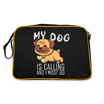 Mon chien appelle et je dois aller Funny Pug vow - Sac Retro - noir/or - Dos