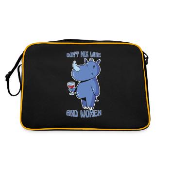 Mischen Sie Nicht Wein Und Weiblichen Nashornwitz - Retro Tasche - Schwarz/Gold - Hinten