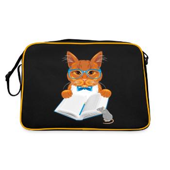 Smart ginger cat and funny mouse - Retro Bag - black/gold - Back