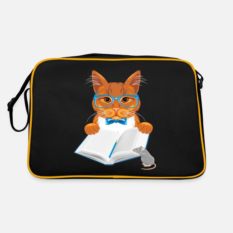 Smart ginger cat and funny mouse Retro Bag