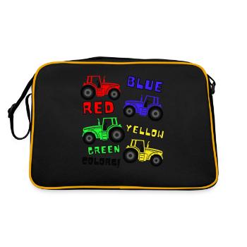 Tracteur de couleur bleu-rouge jaune-vert pour garçons - Sac Retro - noir/or - Dos