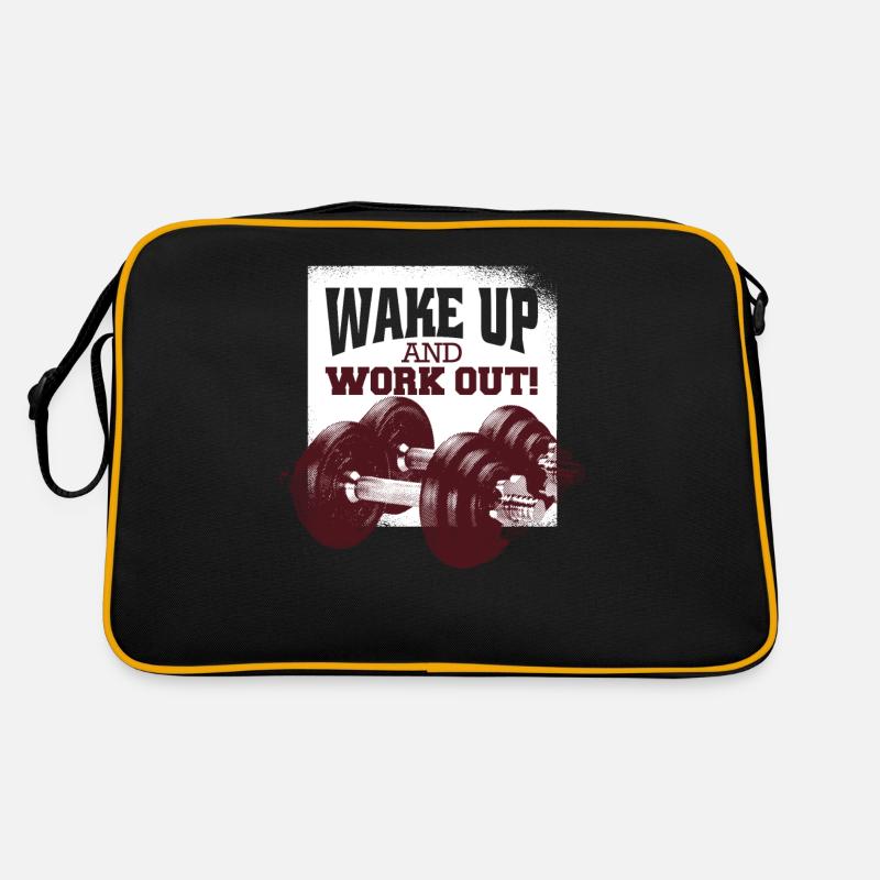 Wach Auf Und Trainiere Training Bodybuilder - Retro Tasche - Schwarz/Gold