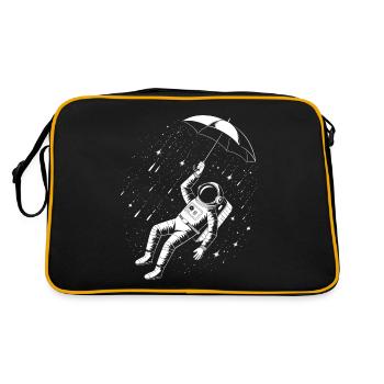 Astronaut im Regen - Space Design - Retro Tasche - Schwarz/Gold - Hinten