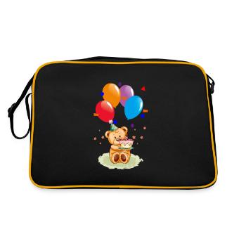 Teddy Bear with Air Balloons Happy Birthday Kids - Retro Tasche - Schwarz/Gold - Hinten