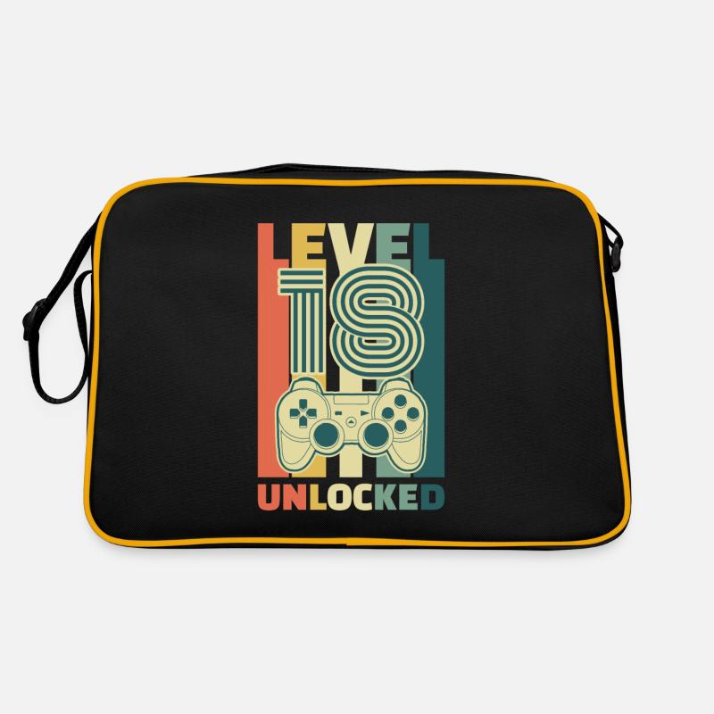 18th birthday Level Complete Unlocked Geshenk - Retro Bag - black/gold