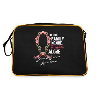 Breast Cancer Ribbon Flower Fight Chemo Gift - Retro Bag - black/gold - Back