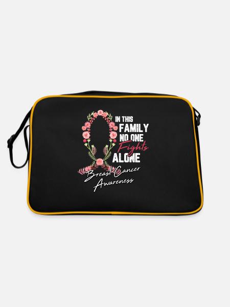 Cadeau de chimio de combat de fleur de ruban de cancer du sein - Sac Retro - noir/or - Dos