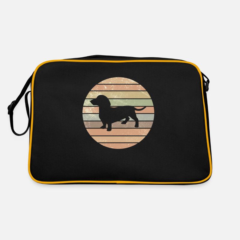 Dackel Dachshund Teckel Retro Hunde Geschenk - Retro Tasche - Schwarz/Gold