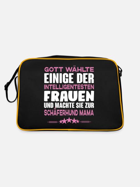 Schäferhund Geschenkidee - Deutscher Schäferhund - Retro Tasche - Schwarz/Gold - Hinten