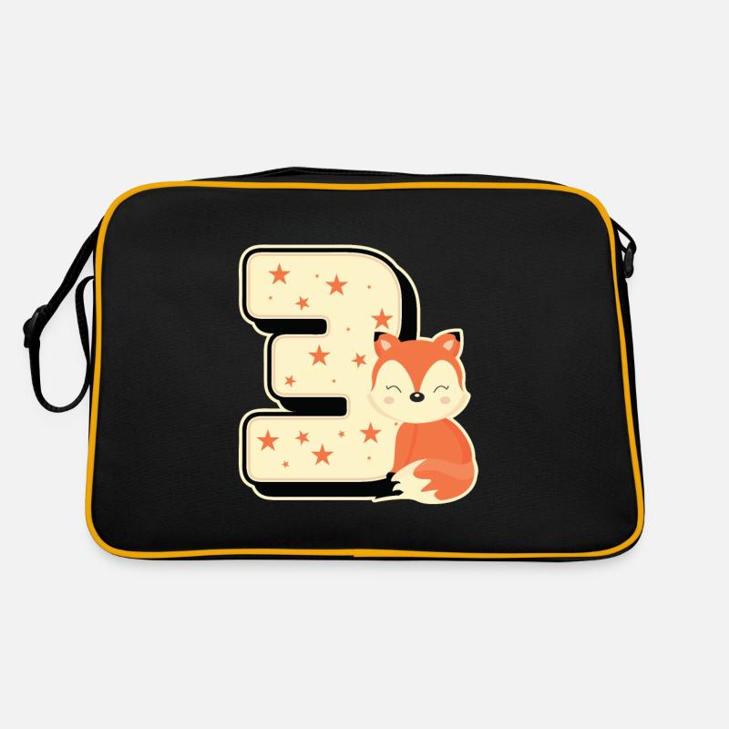 3. Geburtstag Jahre Drei Fuchs Junge Kind Geschenk - Retro Tasche - Schwarz/Gold