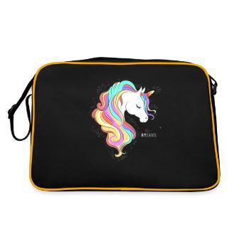 Doux Unicorn avec les cheveux arc-en-ciel - Sac Retro - noir/or - Dos