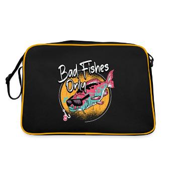 Fischen Böse Fischen Spruch Fische Angeln Geschenk - Retro Tasche - Schwarz/Gold - Hinten