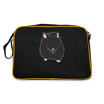 Hamster Tier - Retro Tasche - Schwarz/Gold - Hinten