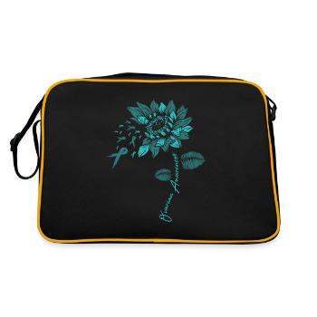 Ovary Cancer Ovarian Flower Saying Gift - Retro Bag - black/gold - Back