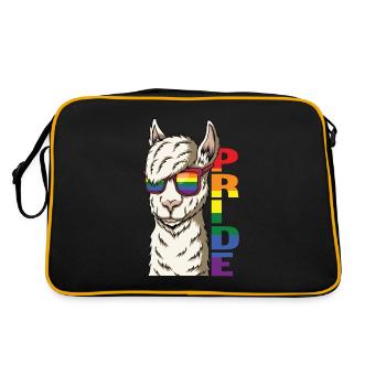 Regenbogen Lama lustig Stolz Spruch Geschenk - Retro Tasche - Schwarz/Gold - Hinten