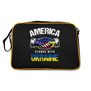 L’Amérique se tient avec l’Ukraine Drapeau ukrainien des États-Unis - Sac Retro - noir/or - Dos