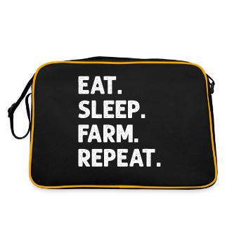 Eat Sleep Farm Wiederholen Sie lustigen landwirtschaftlichen Bauern - Retro Tasche - Schwarz/Gold - Hinten
